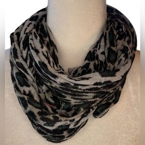 Echo Chic Animal Print Scarf - Colors - Gray, Black & Teal